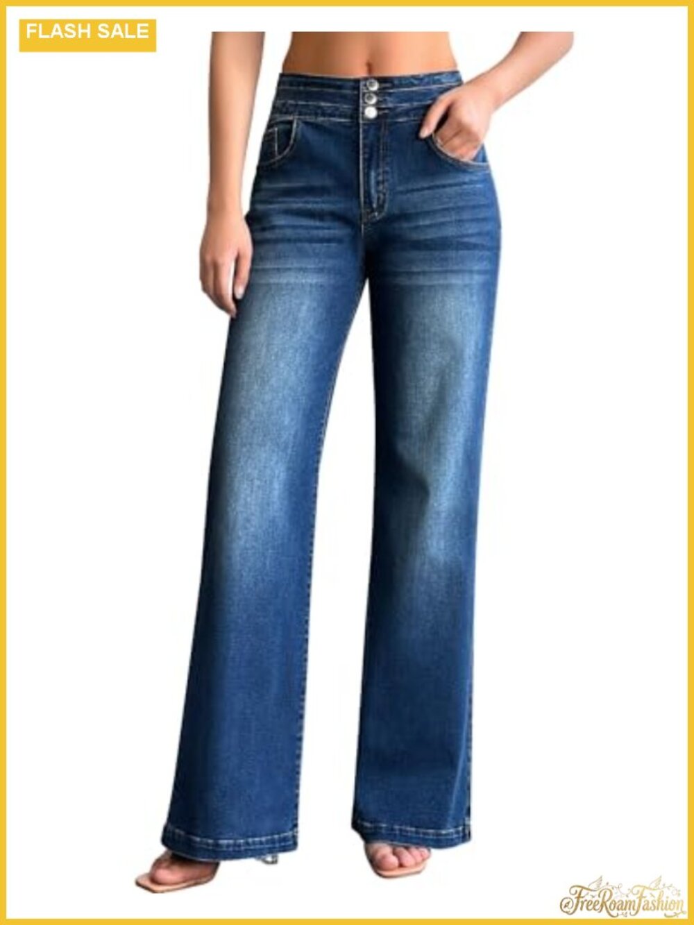 Women's High Waisted Wide Leg Baggy Stretch Jeans